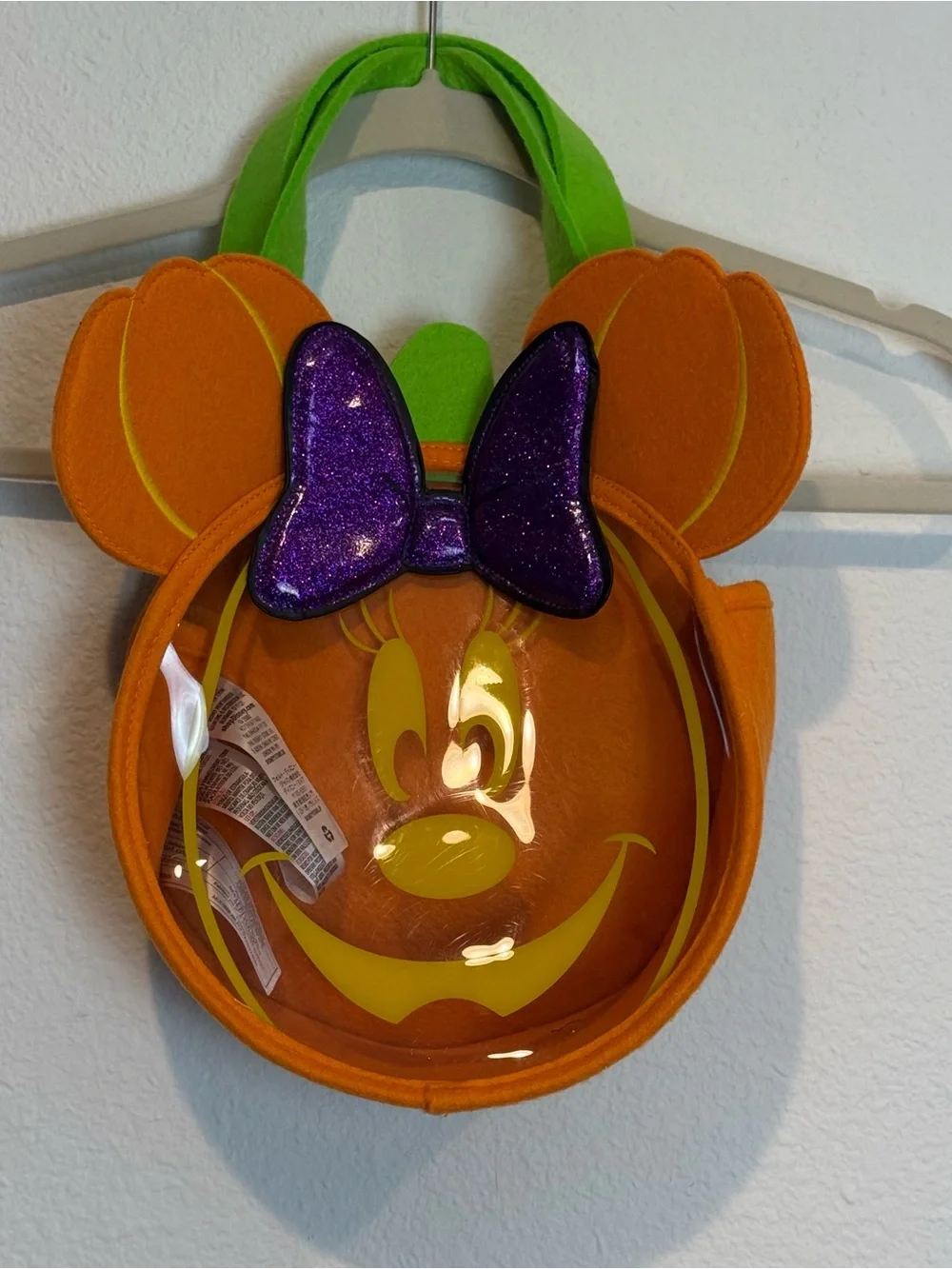 Disney World Minnie Mouse Glow-in-the-Dark Pumpkin Trick Or Treat Candy Bag EUC